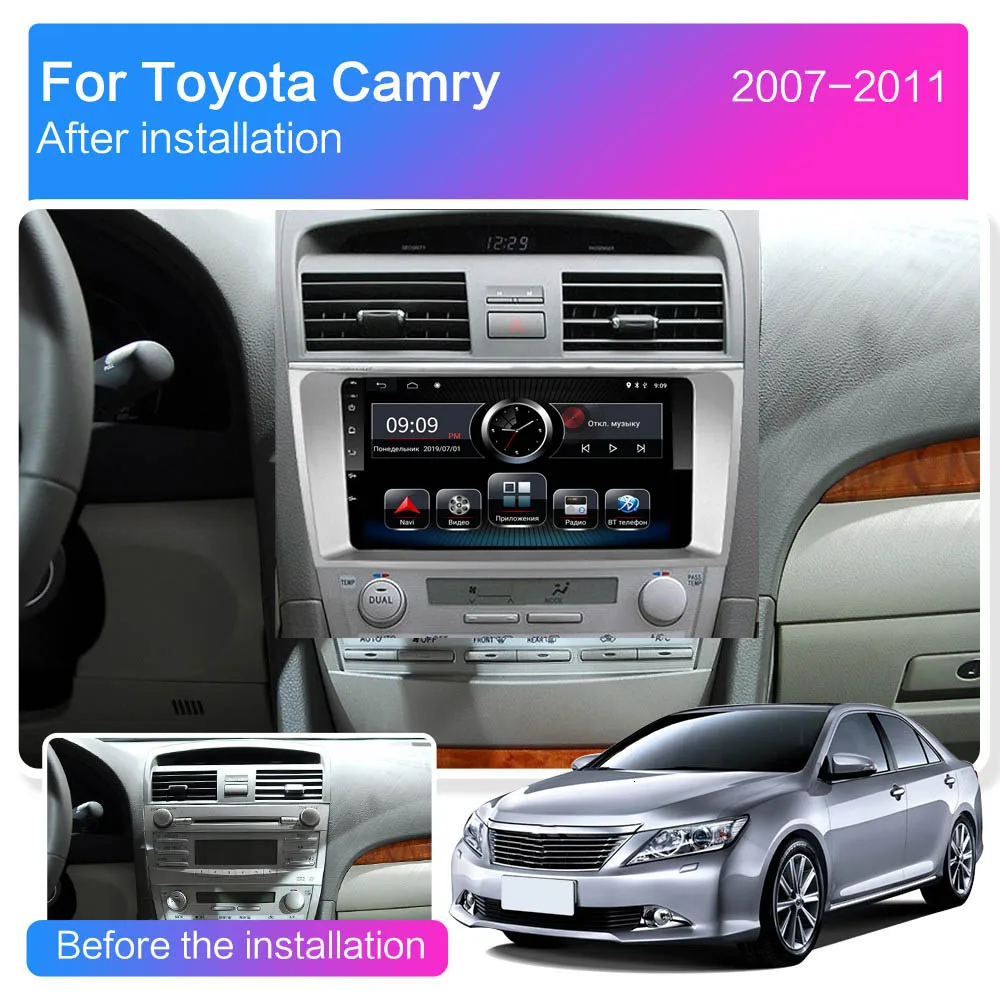 2G ram Android 9,0 автомобильный DVD мультимедийный плеер для TOYOTA Camry 2007 2008 2009 2010 2011 Автомобильный gps навигатор стерео радио головное устройство