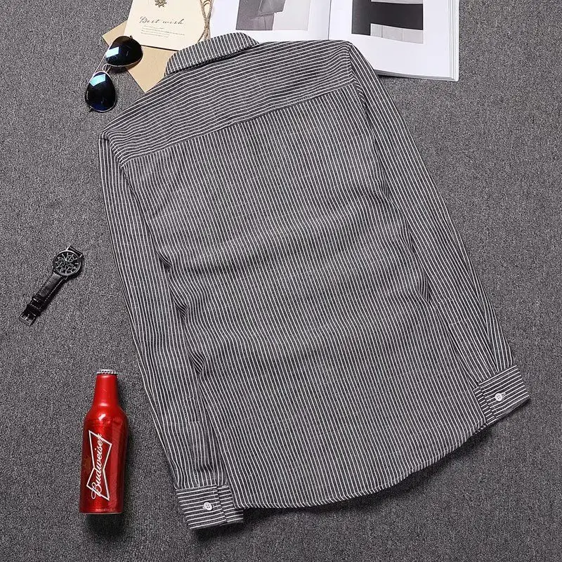 Весенне-осенняя длинная рубашка с карманом мужская одежда Slim Fit Мужская клетчатая рубашка с длинным рукавом Повседневная Уличная мужская рубашка