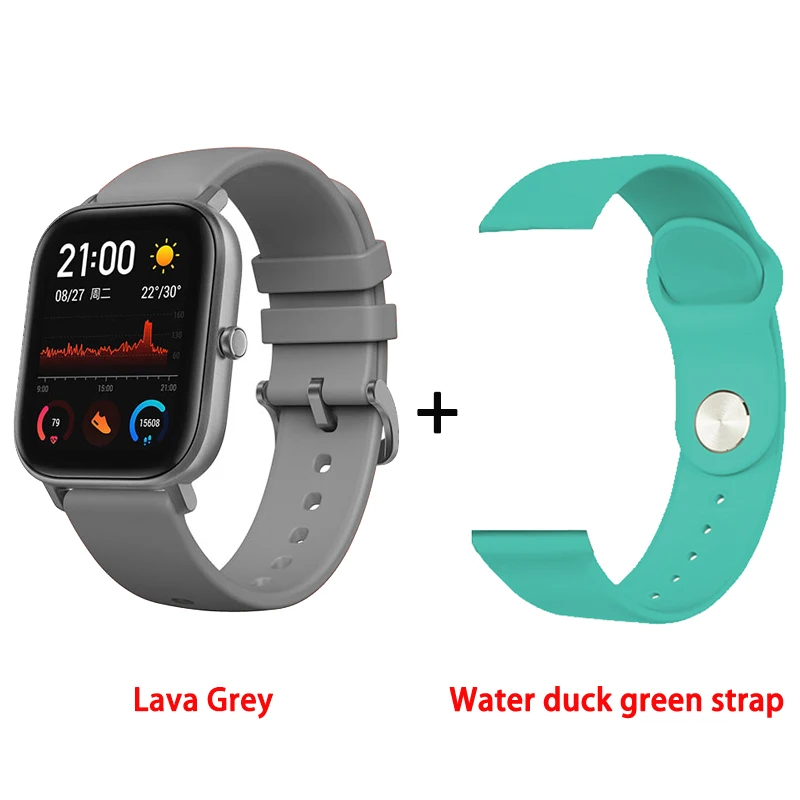 Amazfit GTS глобальная версия Смарт-часы для мужчин и женщин 5ATM водонепроницаемые часы для плавания под давлением для Xiaomi Android Phone IOS - Цвет: Grey add green