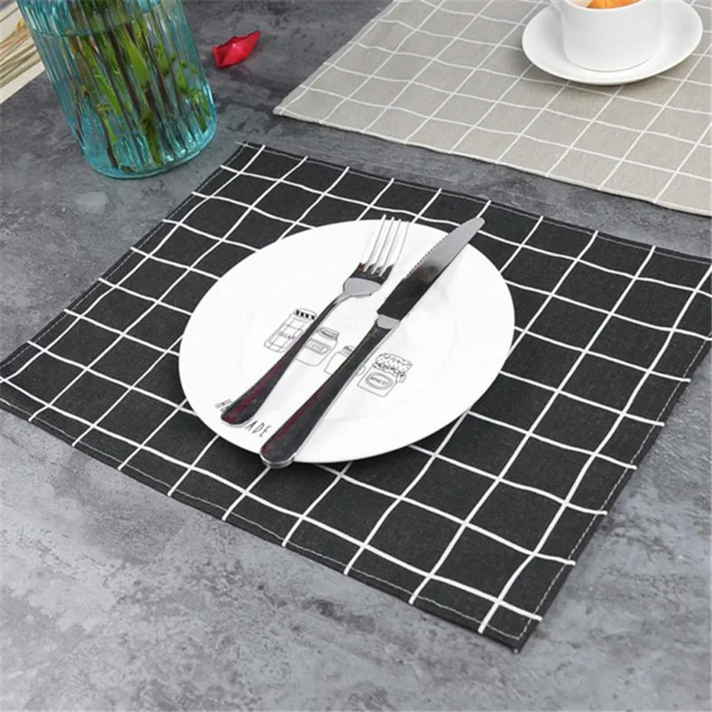 30x40cm Geometry Square Simple Classic Quality Table Napkin Towels Dining Table Mats Cotton Place Mats Plate Mat Coasters
