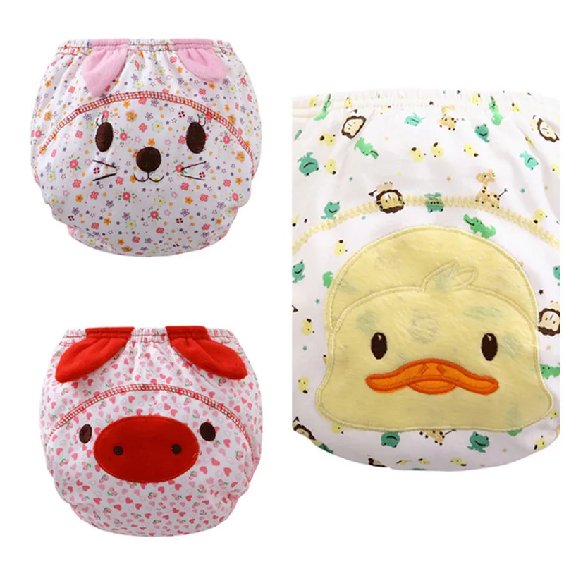 Cat pig duck 3 шт., хлопковые детские пеленки, подгузники, Моющиеся Многоразовые тренировочные штаны, мягкие пеленки для малышей, один размер, вкладыши для подгузников - Цвет: Cat pig duck