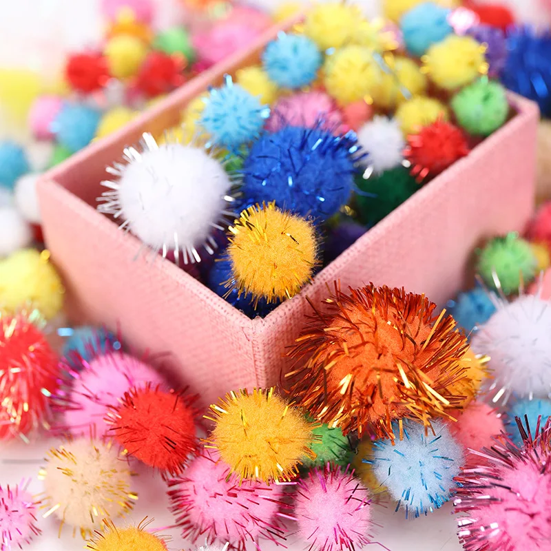 Multicolor Pompoms Glitter Pom Poms Ball Assorted Pompoms for DIY & Arts  and Creative Crafts Projects and Decorations