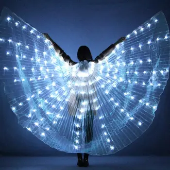 

High Women LED Light Isis Wings Belly Dance Costumes 360 Degree Sticks Performance Dancing Supplies Props DSM