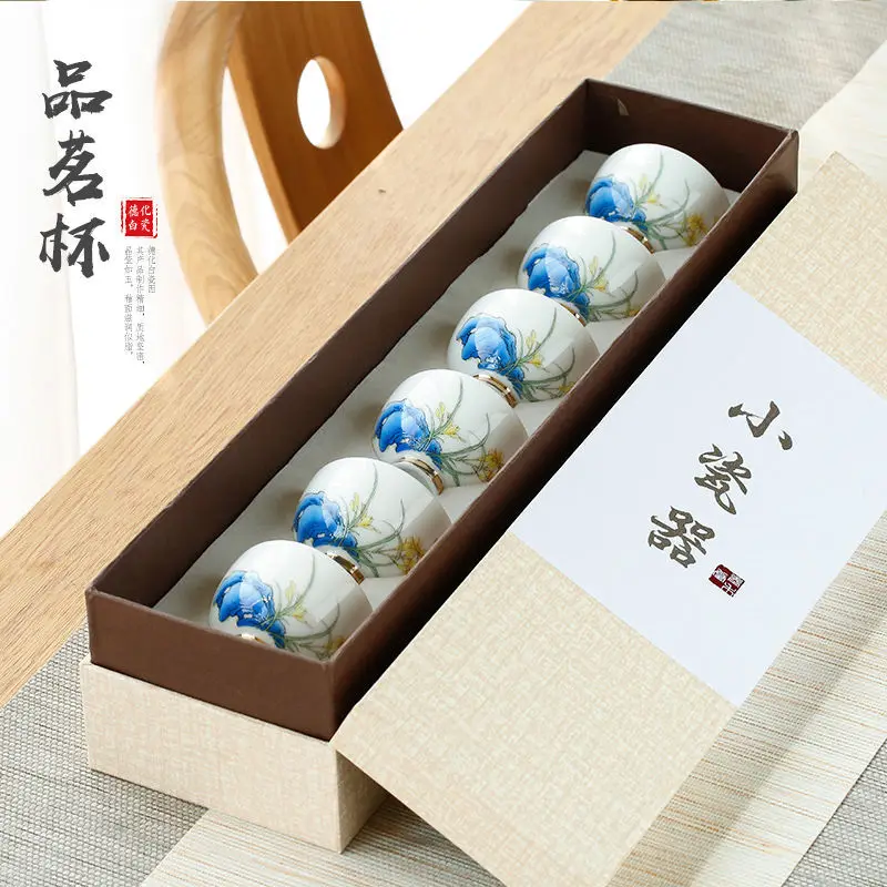 

Керамические индивидуальные чашки для пинминга Krukke China Kung Fu, набор из 6 подарочных коробок, белый фарфор с золотом