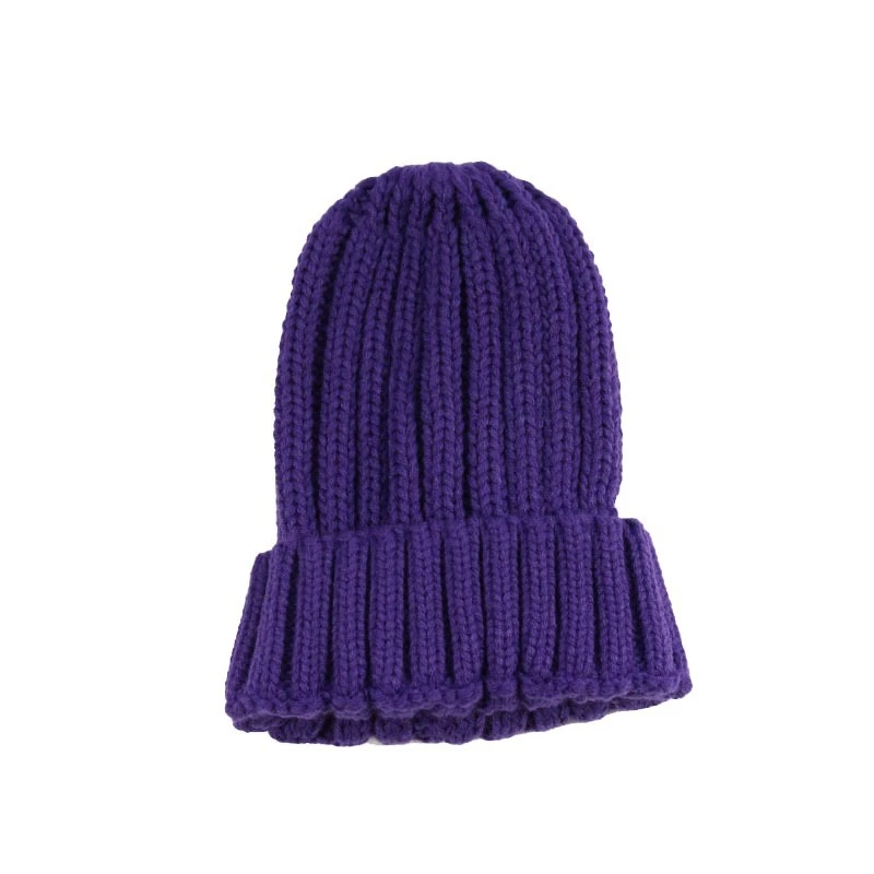 12 цветов, шапки бини, вязаная шапка, Детские Зимние шапочки для девочек, вязаная шапочка для малыша, шапка для девочек и мальчиков, повседневная одноцветная шапка - Цвет: Фиолетовый