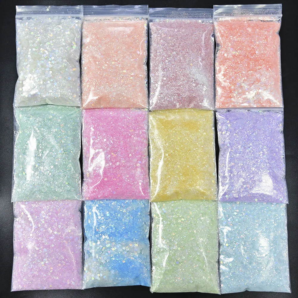 50g Chunky Glitter Holographic Iridescent Opal Fairy Drops Nail Art Unicorn Cosmetic Mixed Hexagon Sequins Manicure Glitter  &*&