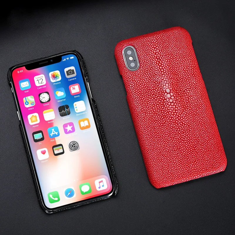 

Luxury Genuine Stingray Leather Case For iphone X XR XS Max Original Phone case Cover for iPhone 7 8 6 5 Plus 6S fishskin Cases