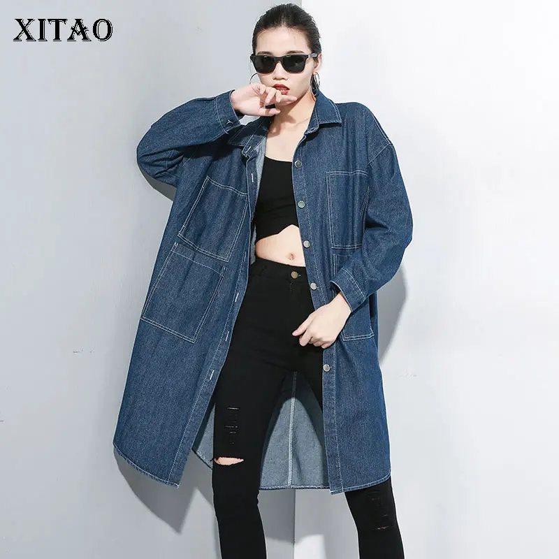 XITAO раскол нерегулярный тренч для женщин Корея Мода Новый Широкий Пояс
