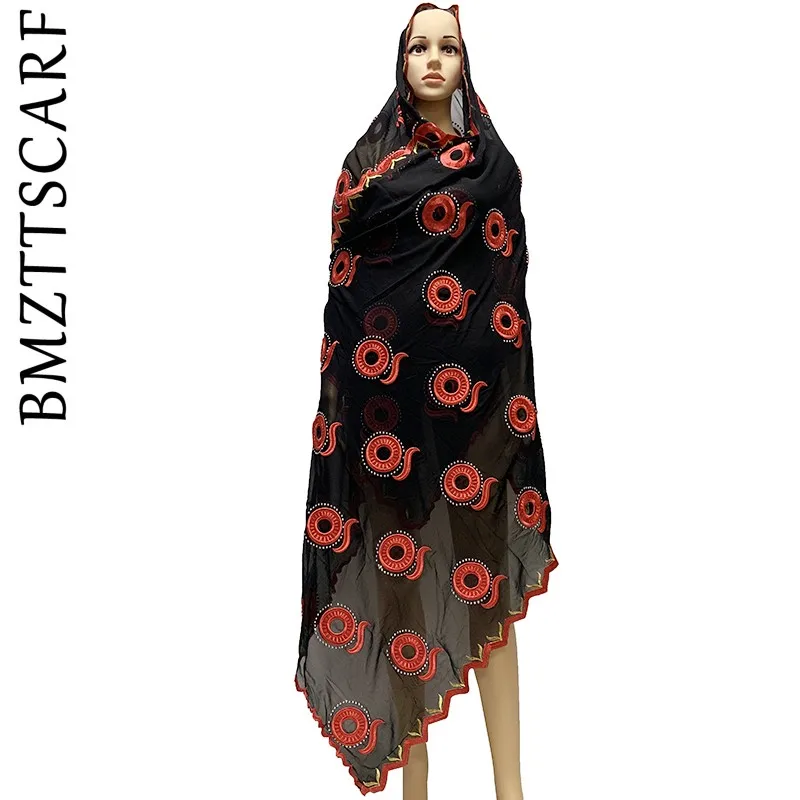 Высокое качество Африканский шифоновый шарф мусульманская вышивка шифон для женщин шали pashmiana BM860