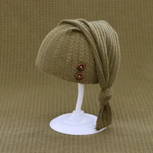 

New Dress Baby Newborn Photography Pictures Lovely Modelling Cap Baby Knitting Hat Of Long Tail