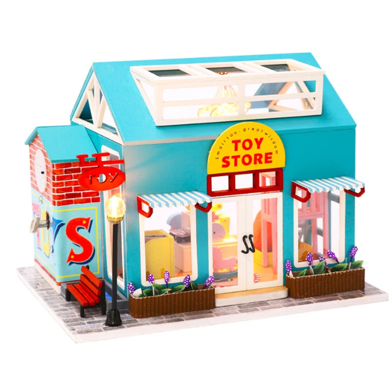 

Creative DIY Children Adult Miniature Doll house Wooden Kits Assembled building blocks Toy Store home furnishing toys