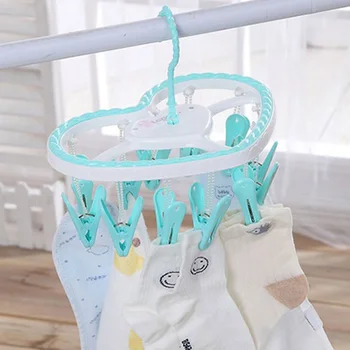 

Clothes Hanger Mini Round Drying Rack Laundry Hanger Hook Children kids Socks Clothes Hook 12 Clips Peg Hook Airer Dryer