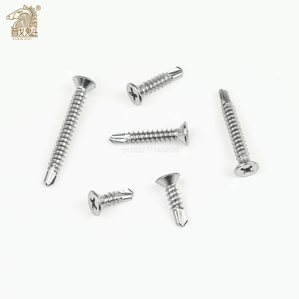180pcs phillips flat head self drilling tapping screw kit 410 stainless steel m4.2 washer head drilling screw with screwdriver