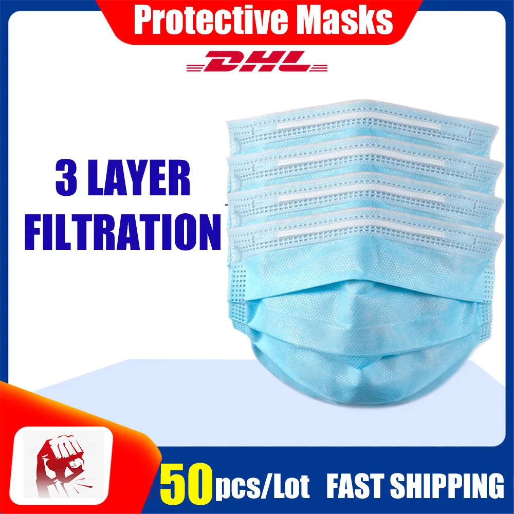 

Fast Shipping Disposable Face Masks Medical Surgical 3 Layers Filter Earloop Protective Mouth Masks Safety Anti Virus CE