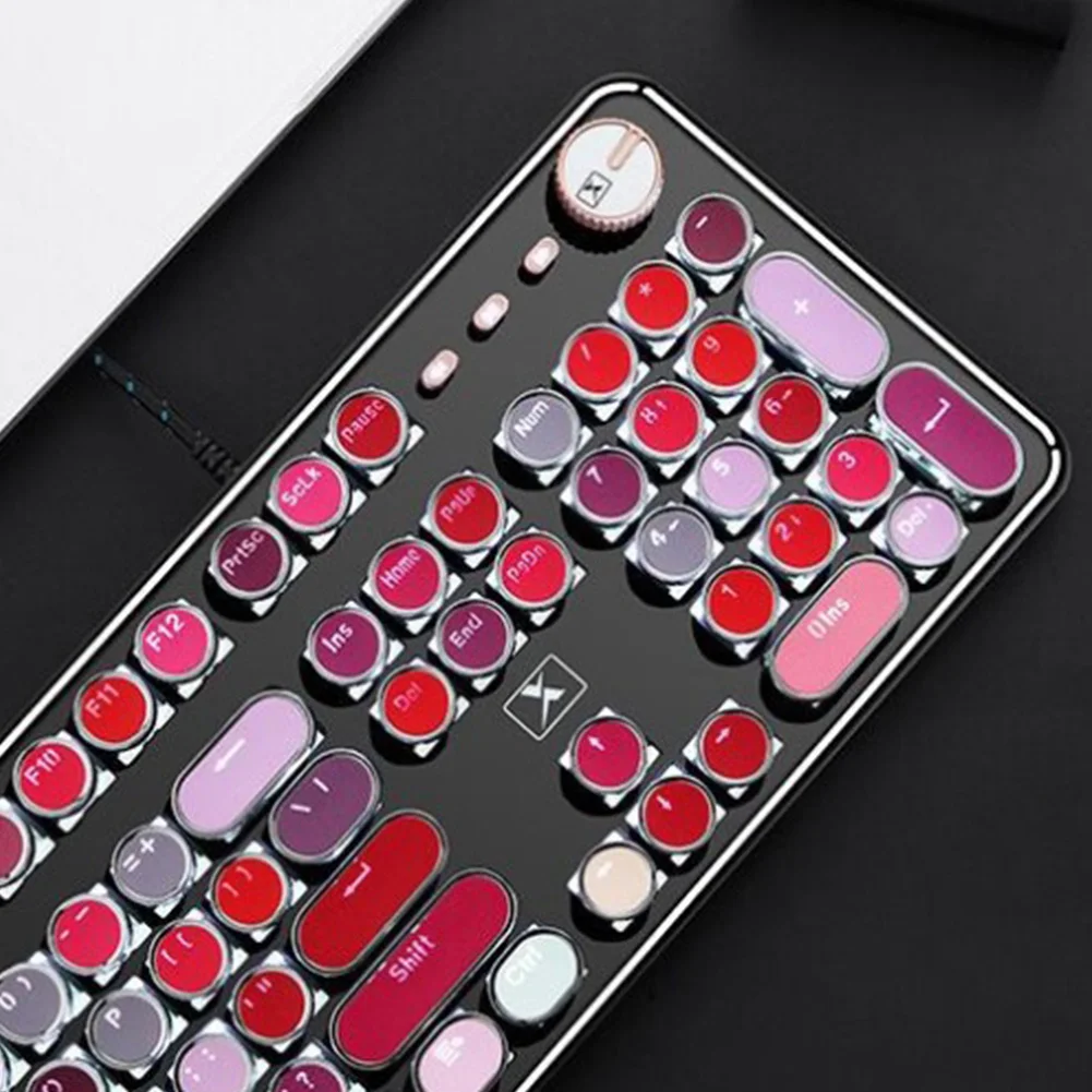 K520 Metal Professional USB Computer 104 Keys Keyboard Accessory Wired Mechanical Replacement Gaming Fashion Lipstick Color