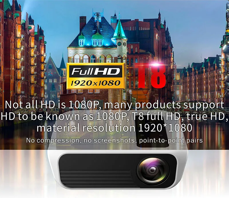 ByJoTeCH T8 светодиодный проектор 4500 люмен 1920*1080 домашний кинотеатр Full HD 1080P Amlogic S905 2G 16G Android 7,1 Proyector Beame - Цвет: Basic Version