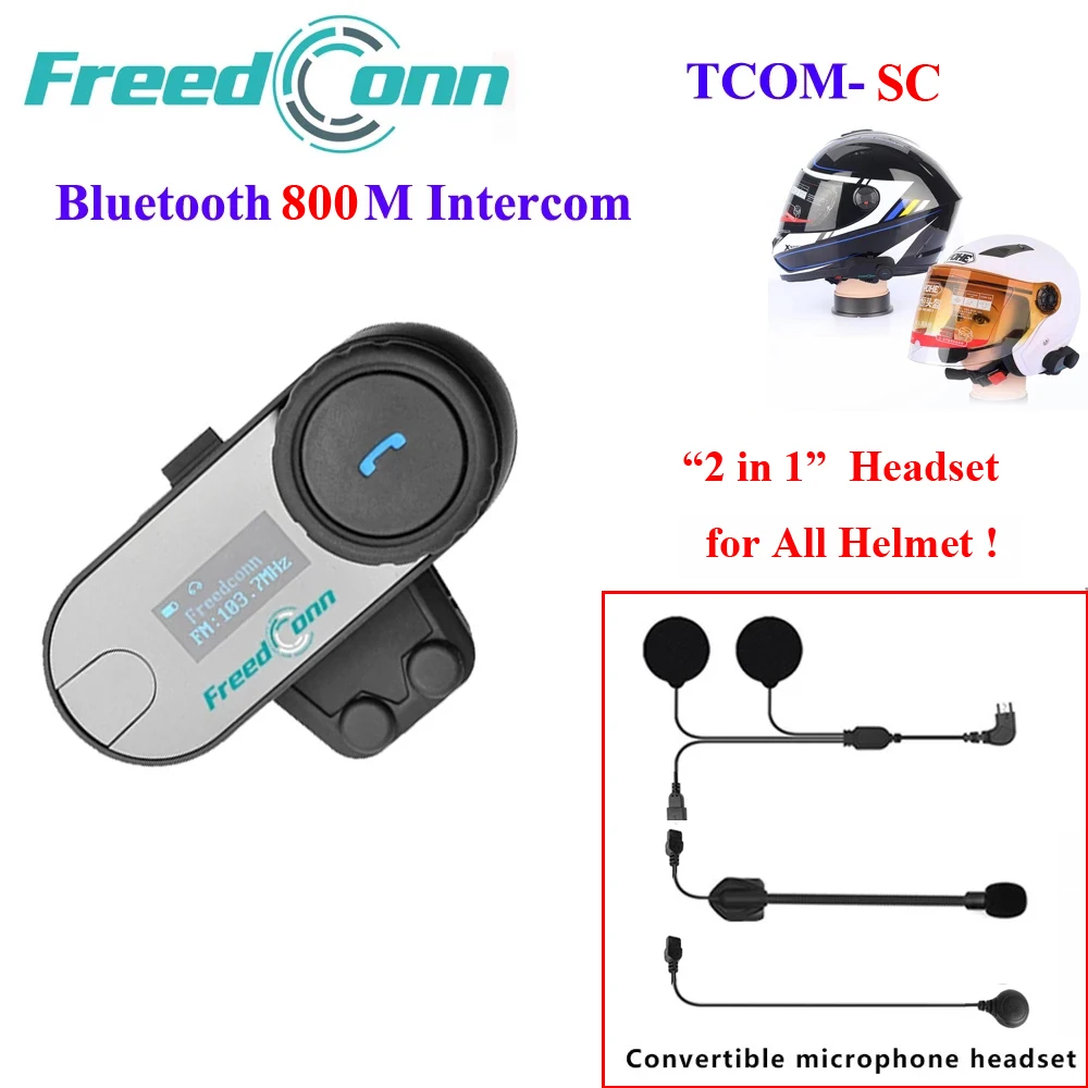 1pc Bluetooth Motorcycle Helmet Intercom Interphone with FM Radio Helmet Headset 