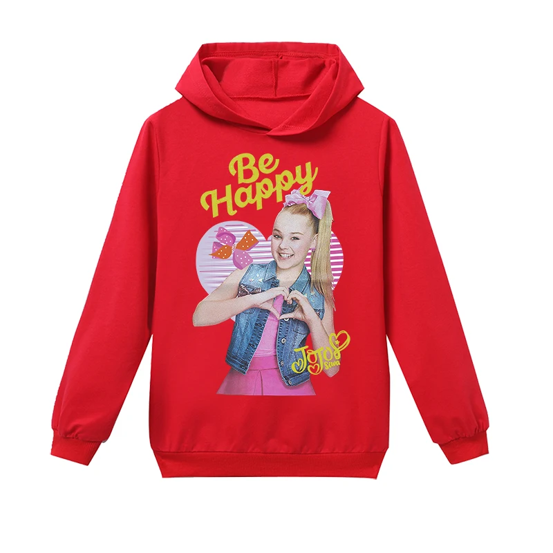 H1280 JOJO Siwa/весенне-осенние детские толстовки с капюшоном; футболка с длинными рукавами и рисунком; топы для девочек; одежда для подростков; детская повседневная одежда - Цвет: H1280