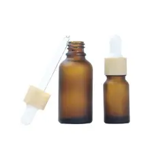 30 мл матового янтаря стеклянный флакон с пипеткой с бамбуковой крышкой 1 унций стеклянная бамбуковая бутылка эфирного масла SN442