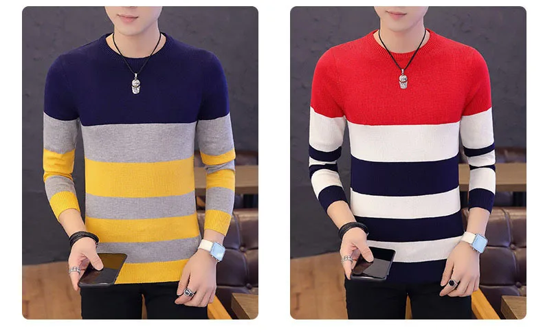 Korea Grey Sweaters And Pullovers Men Long Sleeve Knitted Sweater High Quality Winter Pullovers Homme Warm Navy Coat 3xl Newest