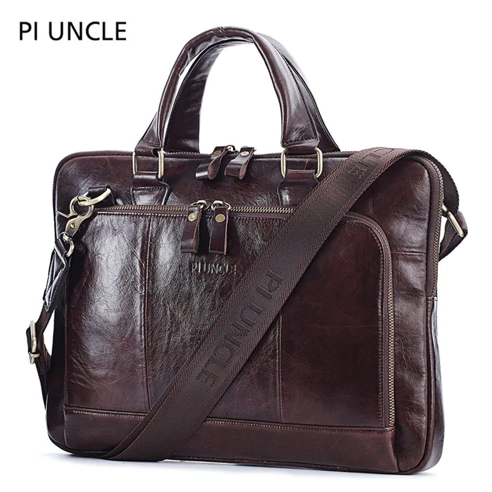 

PIUNLE Brand Genuine Leather Business Men's Briefcase Male Shoulder Bag Men's Tote Messenger Bag Computer Handbag Luxury Soft