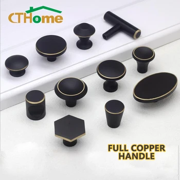 

CTHome furniture cabinet dresser brass knobs drawer and cupboard drawer closet black pull handles modern handle furniture