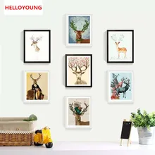 HELLOYOUNG ручная роспись маслом олени бой цифровая живопись по номерам Масляные картины китайские картины-свитки домашний декор