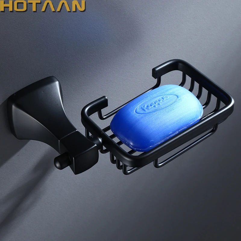 

Solid Aluminium Wall Mounted Black Color Bathroom Soap Basket New Bath Soap Dish Holders Bathroom Products YT-13690-H