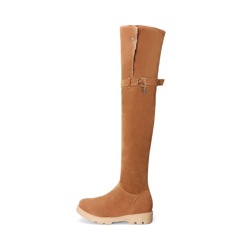 yellow Asumer, большие размеры 34-43, модные сапоги выше колена женские осенне-зимние сапоги на молнии с круглым носком женские сапоги на плоской подошве Новинка года - Цвет: yellow