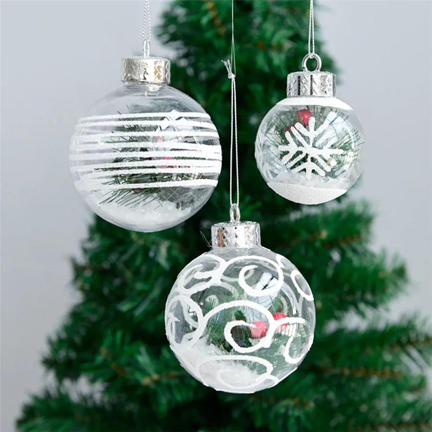 Новые прозрачные Рождественские шары 8 см/6 см 1 шт. креативный декоративный шар для домашнего декора рождественской елки 1031#30