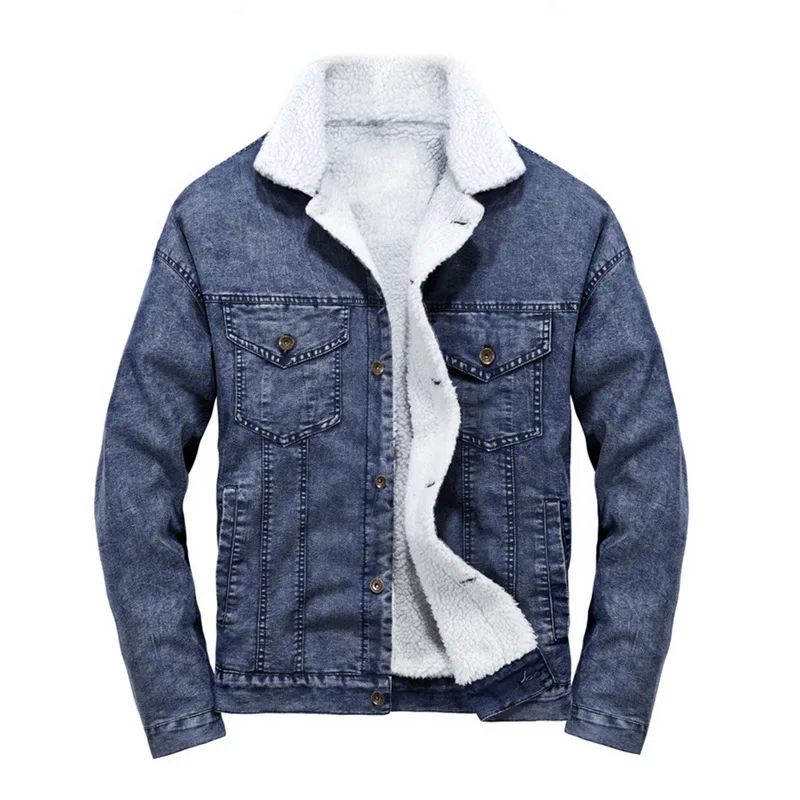 

2019 Fashion Brand Winter Jean Jackets Outerwear Men's Warm Denim Coats New Style Wool Liner Thicker Denim Jackets Plus Size XXL