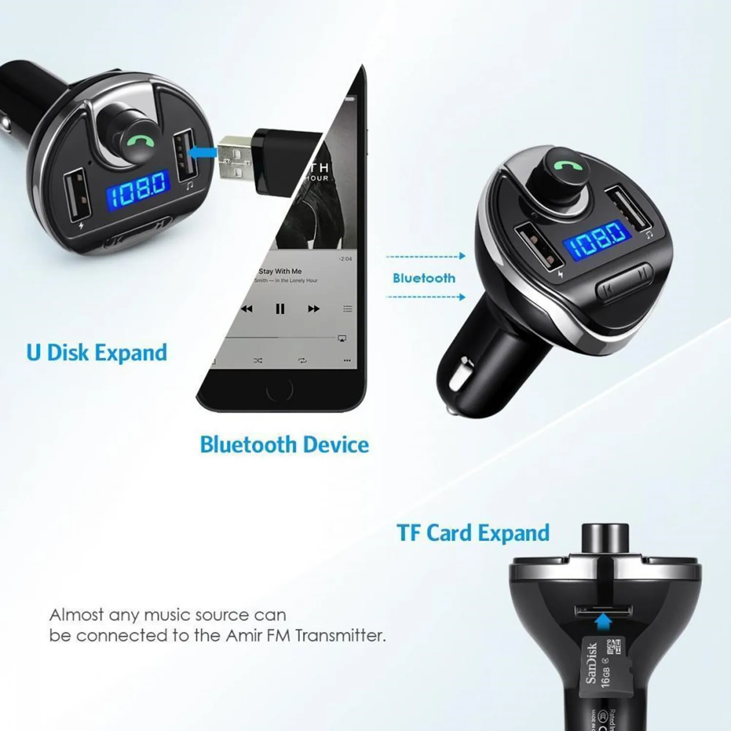 Bluetooth fm-передатчик для автомобиля Hands free In-Car fm-радио адаптер автомобильный комплект с USB зарядным устройством Определение напряжения для телефонов
