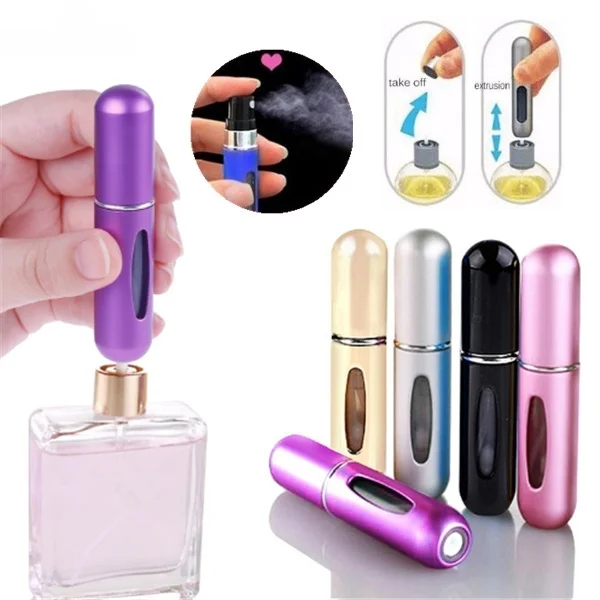 Многоразовая мини флакон для духов 5 мл Алюминиевый распылитель путешествий