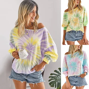 

New 2020 Women Tie-Dye Hoodies Female Autumn Winter T-shirt Loose Plus Size Fashion Tops Streetwear Hoody Sweatshirt Hip Pop Top