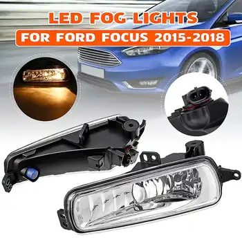 

Pair 12V H8 Car Front Fog Light Lamp With Cover Kit For Ford DRL Driving Light Frame Decoration for Focus 2015 2016 2017 2018