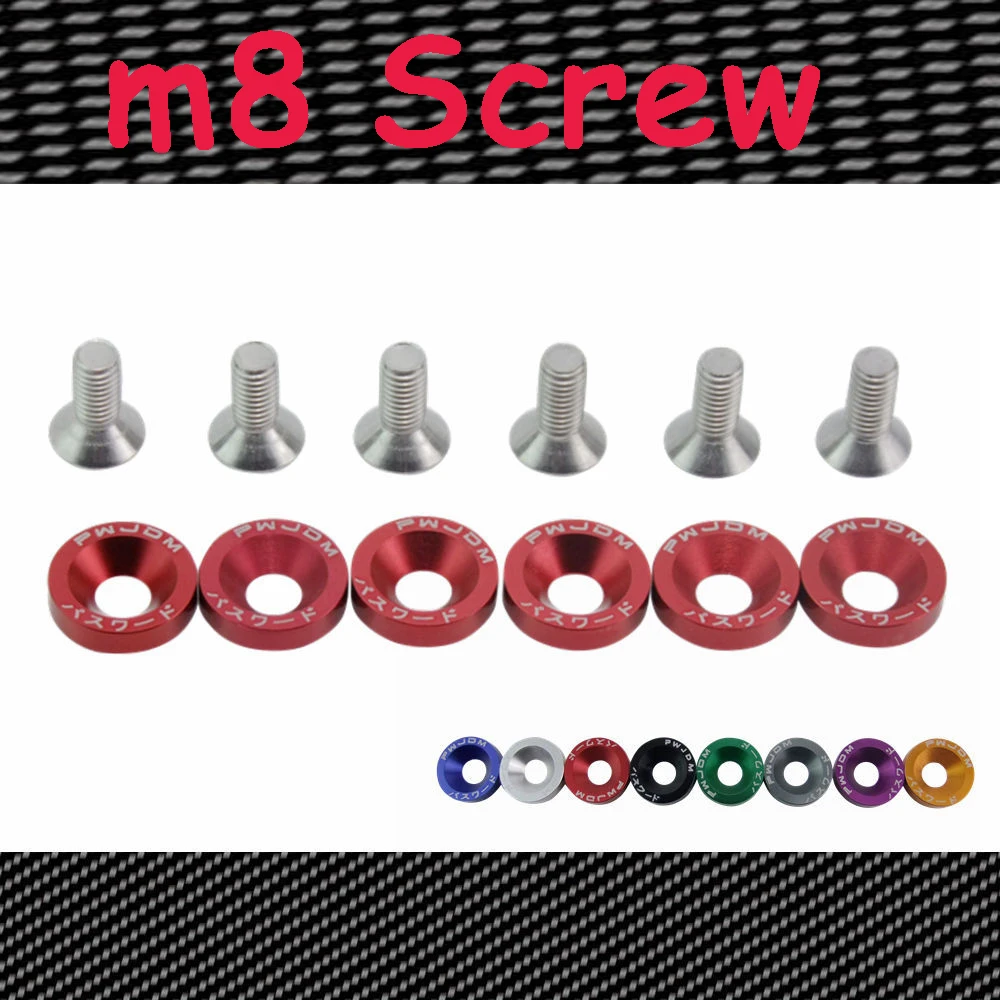 

12pcs/set Decorative Motorbike Universal Headlights Bumper Washer Screw Set DIY Car Modification License Plate Gaskets Mini M8