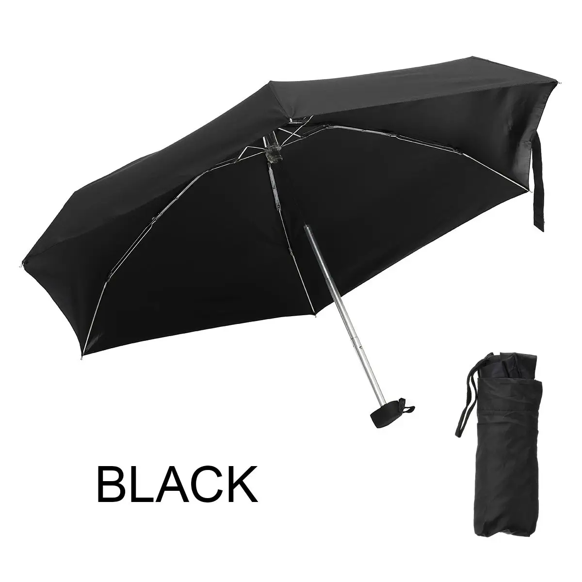 Черный Карманный мини зонт от солнца, дождя, Женский Ветрозащитный прочный 5 складных солнцезащитных зонтов, портативный Солнцезащитный Женский зонтик - Цвет: Черный