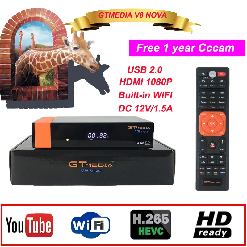 Спутниковый ресивер Gtmedia V8 Nova dvb s2 поддерживает Ютуб USB 2,0 1080 P, спутниковый декодер,, Испания, cccam freesat v8