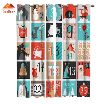 

A Pattern Made Up Christmas Elements Window Curtains Living Room Outdoor Fabric Drapes Curtain Home Decor