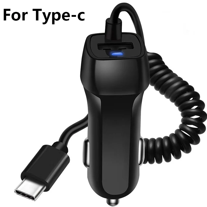 Автомобильное зарядное устройство USB с микрокабелем type-c для samsung S7 Edge S8 S9 Plus автомобильное зарядное устройство с кабелем для iphone 6 6s 7& 8 Plus X XS Max