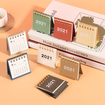 

1Pcs Mini Creative Calendar 2020 2021 Desktop Ornaments Portable Work Note Calendar New Year Plan Schedule