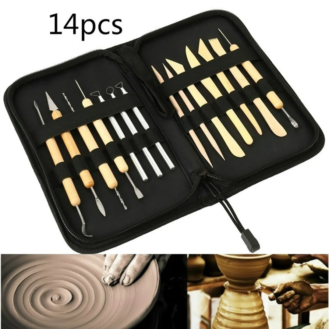 14pcs Начинающих глины гончарное Дело Керамика инструменты для лепки 14/30 шт. керамики по дереву скульптура набор инструментов DIY Деревянные Глиняные изделия инструменты для моделирования - Цвет: 14pcs