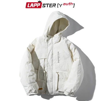 

LAPPSTER-Youth Harajuku Men White Bubble Bomber Jackets Coat 2020 Man Hip Hop Streetwear Windbreaker Korean Puffer Hooded Parka