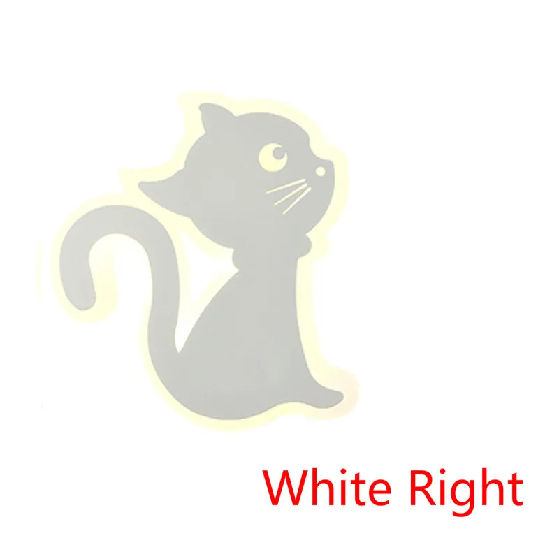 White Cat Right Акриловый настенный светильник LEDIARY с мультяшным котом, макарон, белый, розовый, желтый, синий, 12 Вт, 22 Вт, для детской комнаты, современный стиль, декоративная лампа - Цвет абажура: White Cat Right