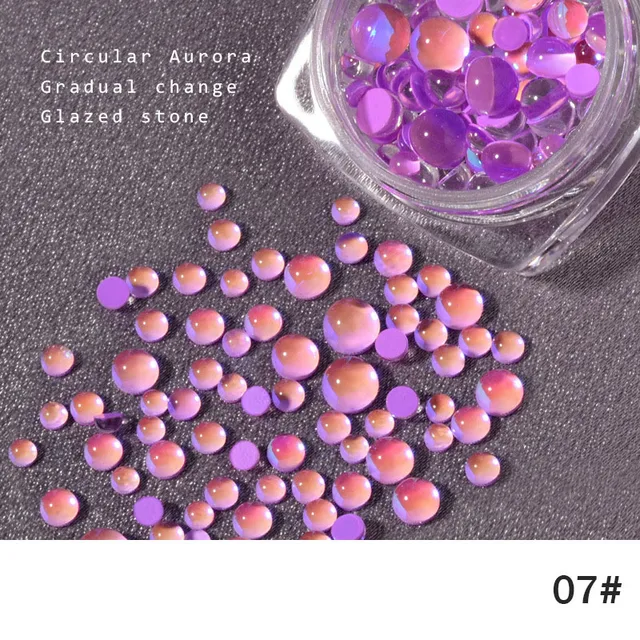 FlorVida 20pcs Sweet Heart Mermaid Rhinestone Beads Holographic Crystal Gems Stones For Nail Art Decorations Mix Size Box Kawaii 100pcs Round 07