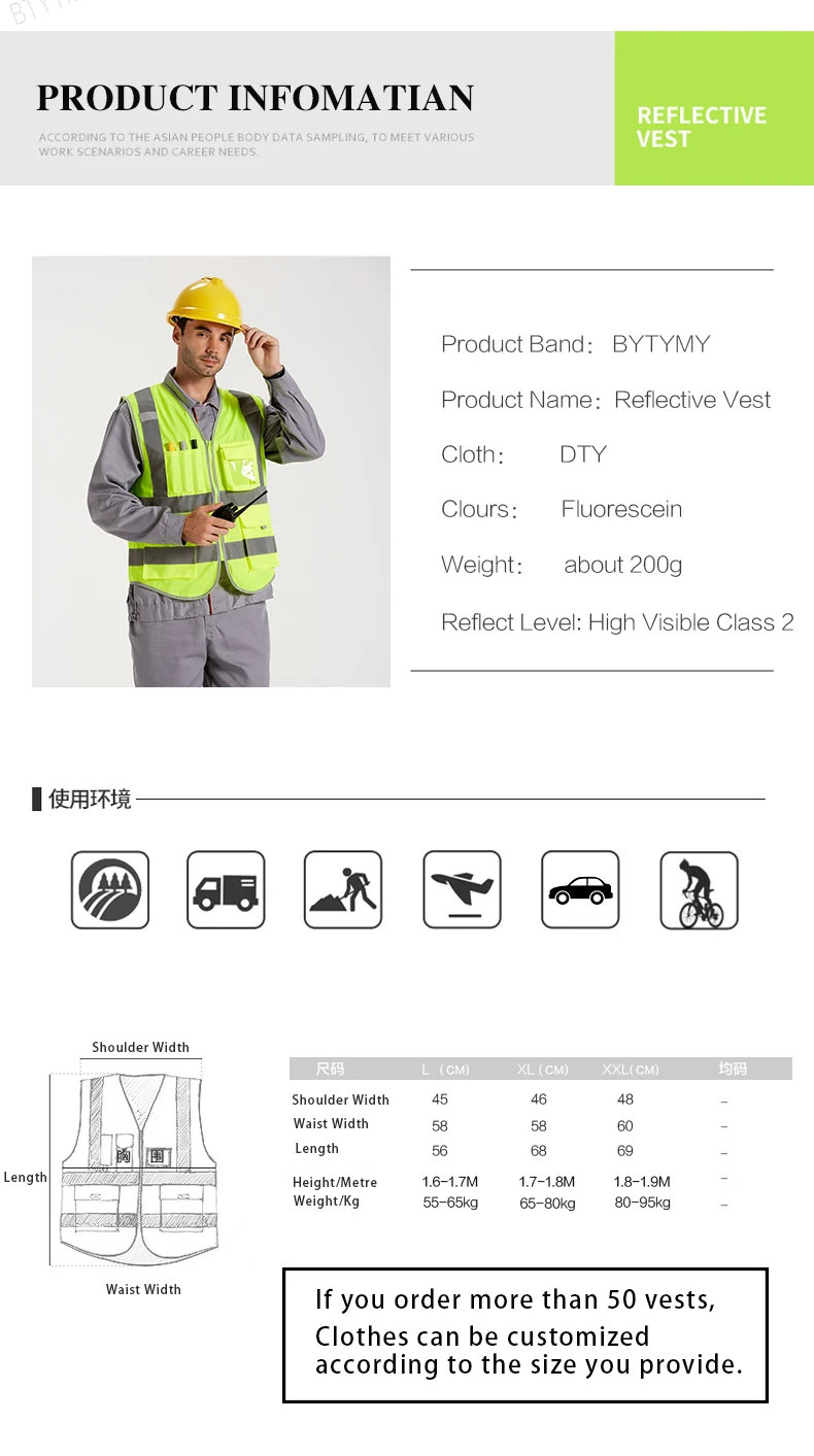 Hi Vis жилет безопасности светоотражающий жилет высокая видимость жилет Мульти Карманы рабочая одежда руководство дорожного движения Рабочий жилет