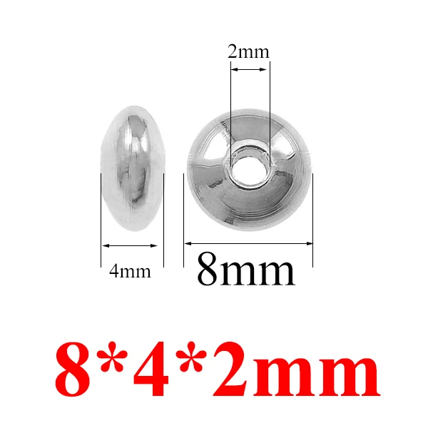 50 шт./лот, 4, 5, 6, 7, 8 мм Нержавеющая сталь разделитель, европейские бусы для самостоятельного изготовления ювелирных изделий бусины аксессуары для подвески Цепочки и ожерелья с браслетом - Цвет: 8x2mm
