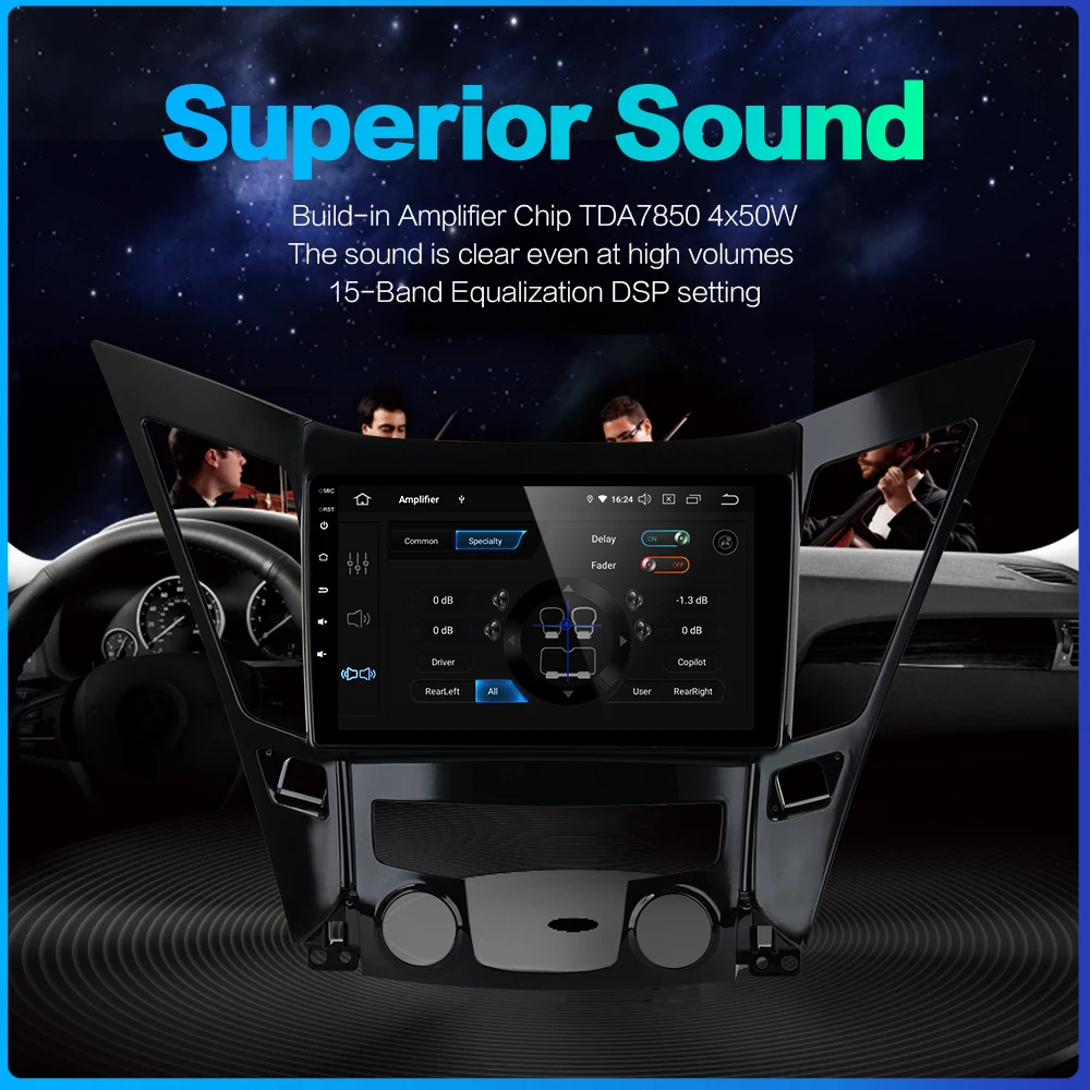 Excellent for Hyundai Sonata 2011 2012 2013 2014 2015 Car 9" Vehicle Stereo DSP Radio Android 9.0 USB Multimedia Navigation PX6 GPS RK3399 4