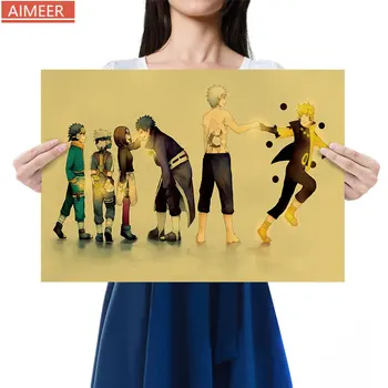 

AIMEER Naruto nostalgic anime cartoon character collection retro kraft paper poster bar cafe decor painting 51x35.5cm