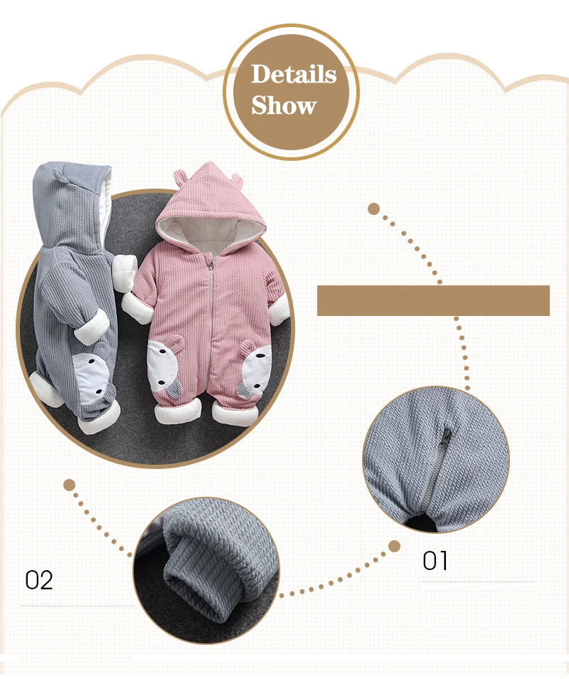 Roupas do Bebê Roupas da Menina do Bebê Macacão para Meninos Quente com Capuz Macacão Recém-nascido Outono Inverno Infantis Crianças Traje 8 High Quality Mamãe e Bebê